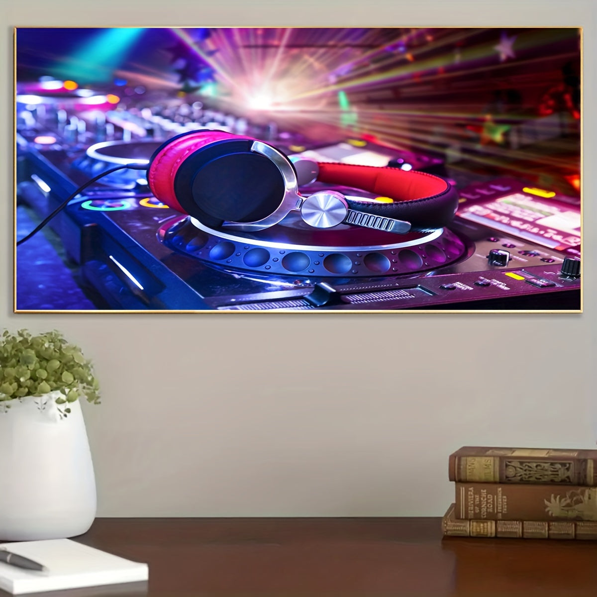 1pc Unframed Musical Theme Canvas Print Poster, DJ Mixer Painting, Canvas Wall Art, Artwork Wall Painting For Bar, Cafe, Gift, Bedroom, Office, Living Room, Wall Decor, Home And Dormitory Decor