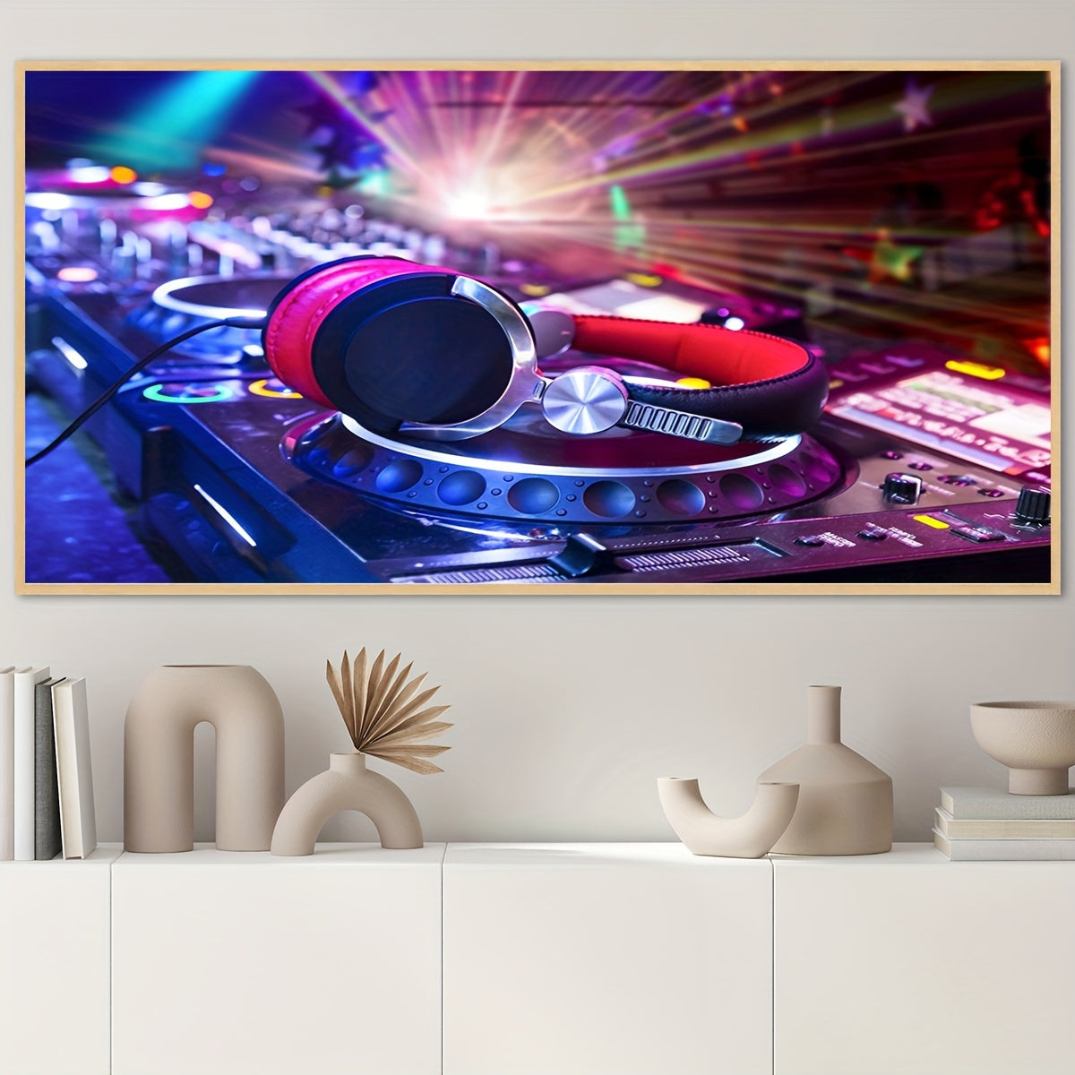1pc Unframed Musical Theme Canvas Print Poster, DJ Mixer Painting, Canvas Wall Art, Artwork Wall Painting For Bar, Cafe, Gift, Bedroom, Office, Living Room, Wall Decor, Home And Dormitory Decor