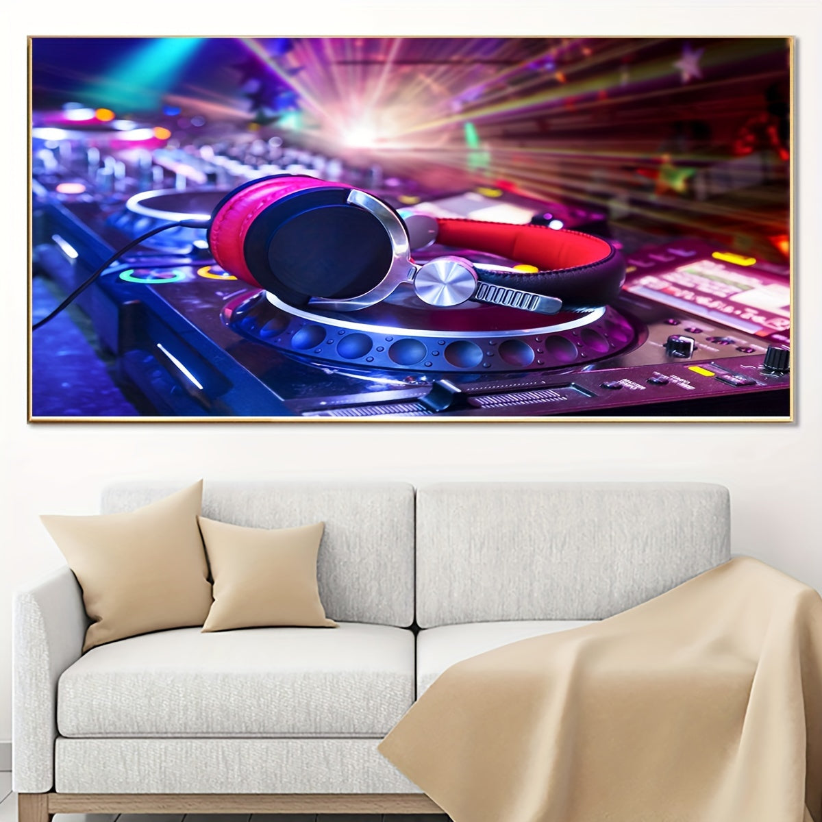 1pc Unframed Musical Theme Canvas Print Poster, DJ Mixer Painting, Canvas Wall Art, Artwork Wall Painting For Bar, Cafe, Gift, Bedroom, Office, Living Room, Wall Decor, Home And Dormitory Decor