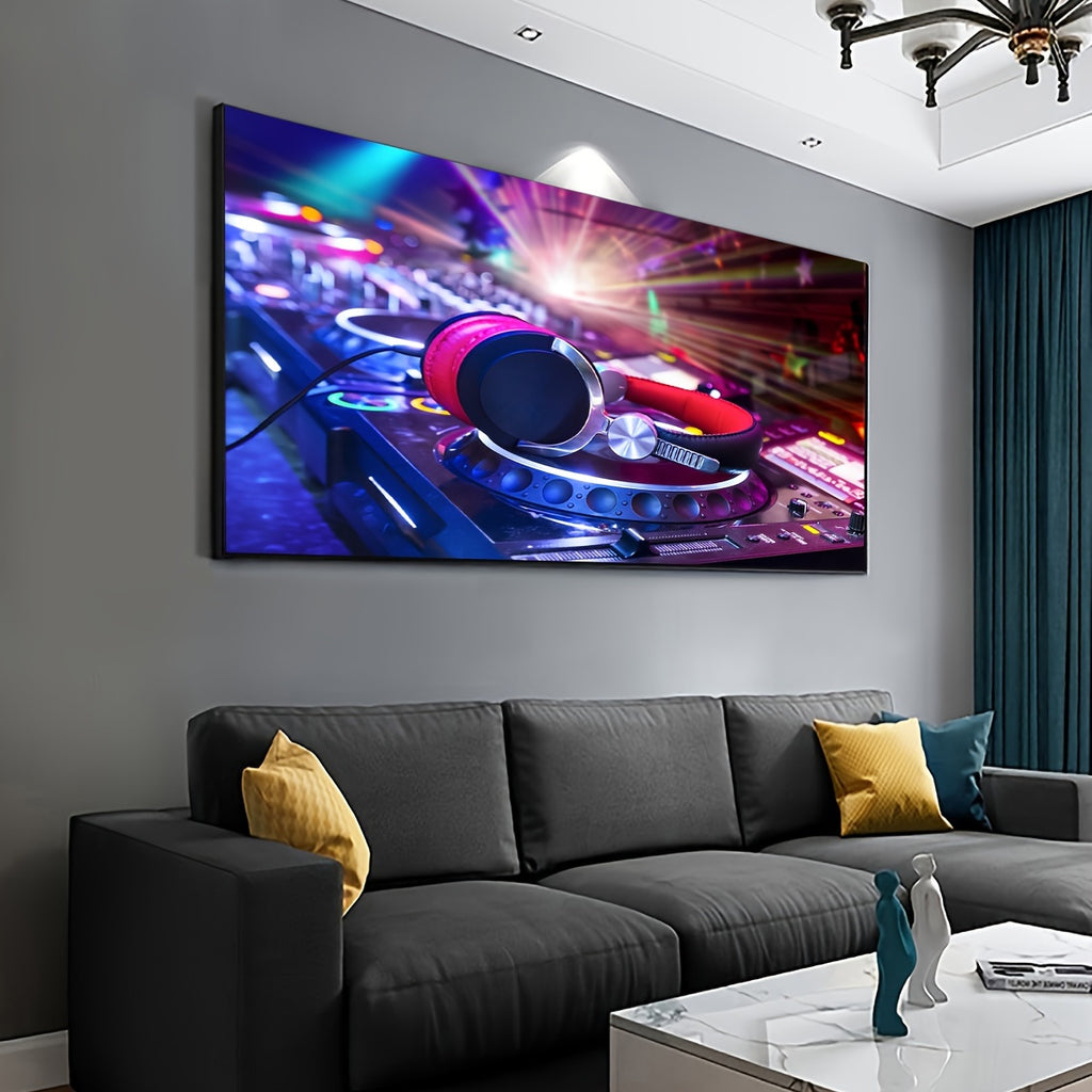 1pc Unframed Musical Theme Canvas Print Poster, DJ Mixer Painting, Canvas Wall Art, Artwork Wall Painting For Bar, Cafe, Gift, Bedroom, Office, Living Room, Wall Decor, Home And Dormitory Decor