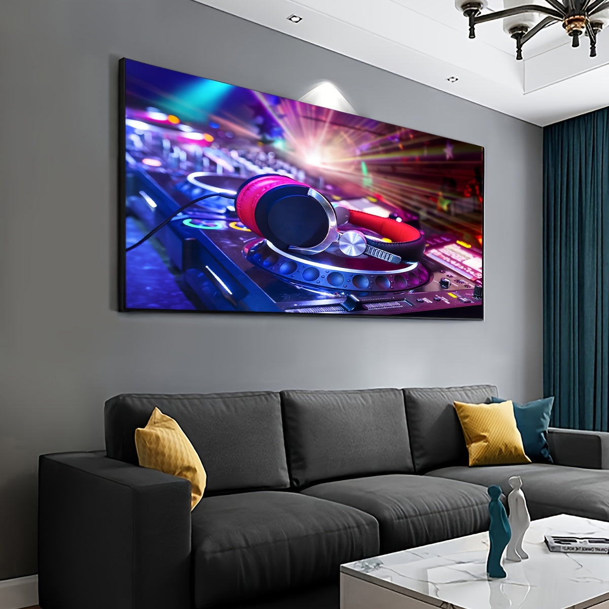 1pc Unframed Musical Theme Canvas Print Poster, DJ Mixer Painting, Canvas Wall Art, Artwork Wall Painting For Bar, Cafe, Gift, Bedroom, Office, Living Room, Wall Decor, Home And Dormitory Decor