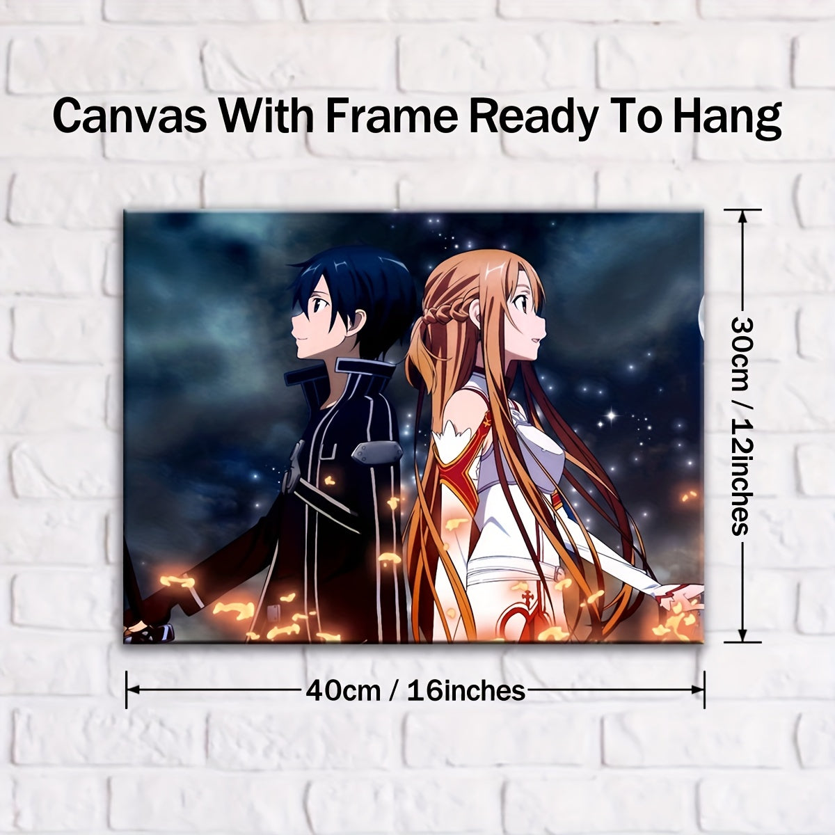 1pc Wooden Framed Canvas Poster, Nordic Style, Anime, Sword, Online Games, Canvas Posters, Wall Art Home Decoration, Wall Decor, For Living Room, Bedroom, Office, Restaurant, Bar Bathroom Decor, Waterproof, Painting, Artwork,
