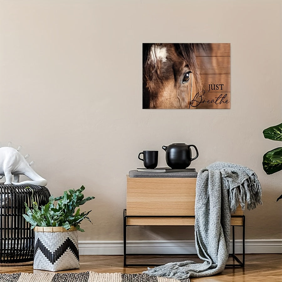 1pc Stunning Wooden Framed Canvas Wall Art - Beautiful Horse Portrait, Amazing Eyes, Gift for Horse Lovers, Decorative Artwork for Bedroom, Living Room, and Home Walls - 11.8x15.7inch Framed Print