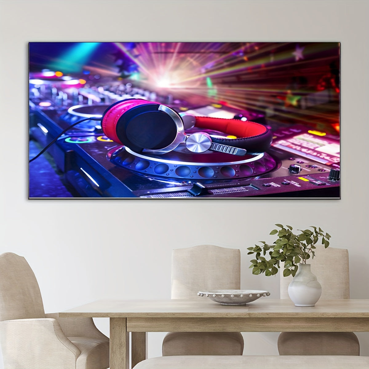 1pc Unframed Musical Theme Canvas Print Poster, DJ Mixer Painting, Canvas Wall Art, Artwork Wall Painting For Bar, Cafe, Gift, Bedroom, Office, Living Room, Wall Decor, Home And Dormitory Decor