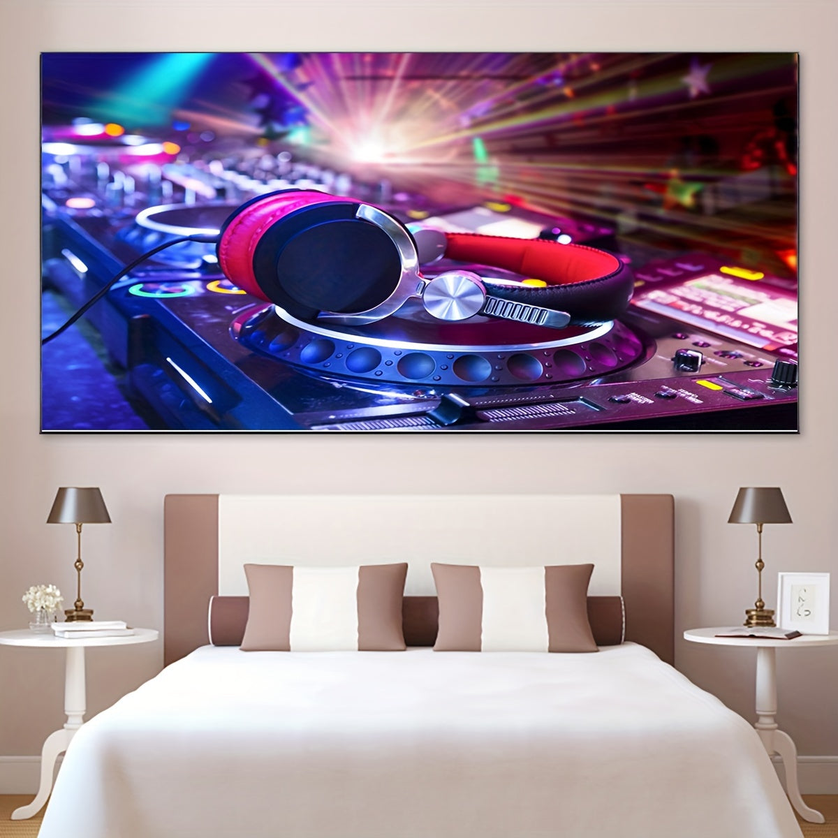 1pc Unframed Musical Theme Canvas Print Poster, DJ Mixer Painting, Canvas Wall Art, Artwork Wall Painting For Bar, Cafe, Gift, Bedroom, Office, Living Room, Wall Decor, Home And Dormitory Decor