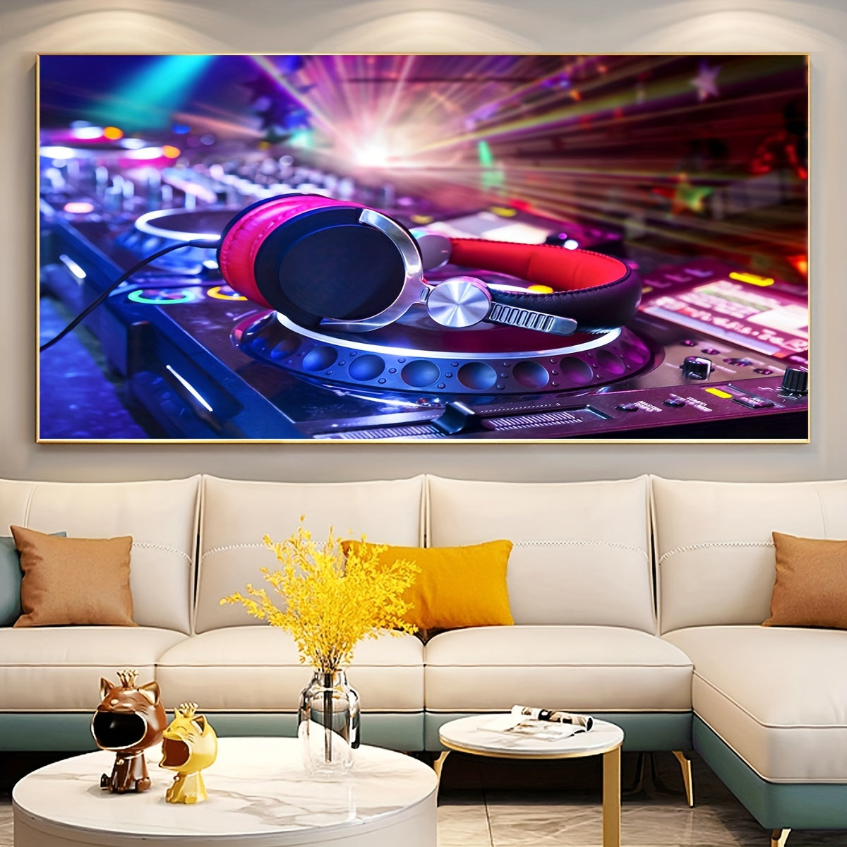 1pc Unframed Musical Theme Canvas Print Poster, DJ Mixer Painting, Canvas Wall Art, Artwork Wall Painting For Bar, Cafe, Gift, Bedroom, Office, Living Room, Wall Decor, Home And Dormitory Decor