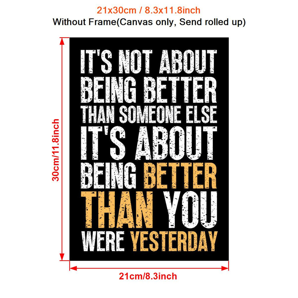 1pc Art Canvas Poster, It's Not About Being Better, Inspirational Quotes Wall Art Poster, Artwork Wall Painting For Bathroom Bedroom Office Living Room Home Wall Decor, No Frame