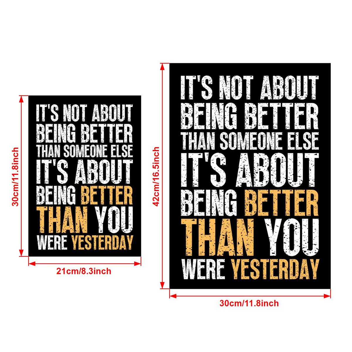 1pc Art Canvas Poster, It's Not About Being Better, Inspirational Quotes Wall Art Poster, Artwork Wall Painting For Bathroom Bedroom Office Living Room Home Wall Decor, No Frame
