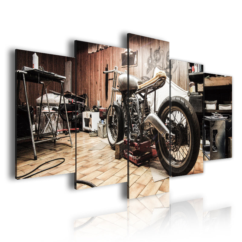 5pcs/set Vibrant Art Canvas Print Posters - Unframed Motorcycle Wall Art Paintings for Living Room, Bedroom, Bathroom, Office, Hallway Decor - High-Quality Artwork for Unique Wall Decors
