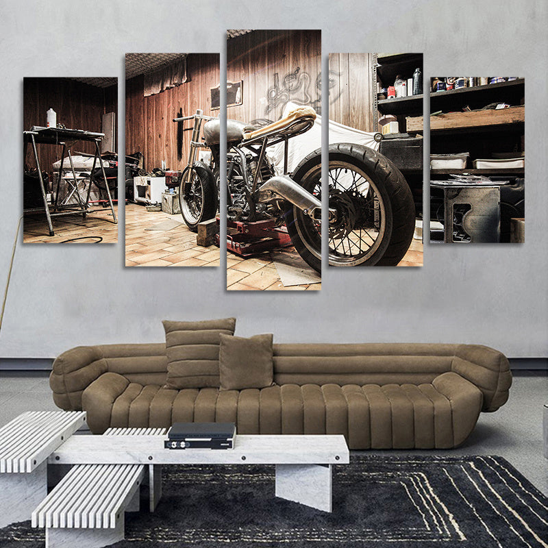 5pcs/set Vibrant Art Canvas Print Posters - Unframed Motorcycle Wall Art Paintings for Living Room, Bedroom, Bathroom, Office, Hallway Decor - High-Quality Artwork for Unique Wall Decors