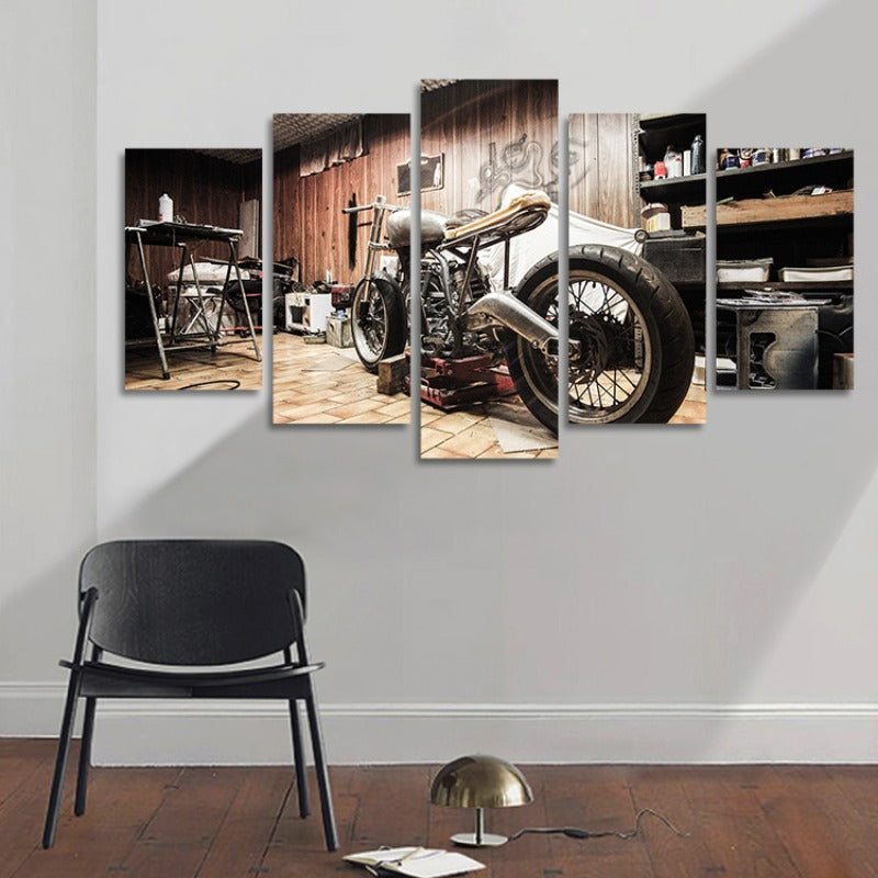 5pcs/set Vibrant Art Canvas Print Posters - Unframed Motorcycle Wall Art Paintings for Living Room, Bedroom, Bathroom, Office, Hallway Decor - High-Quality Artwork for Unique Wall Decors