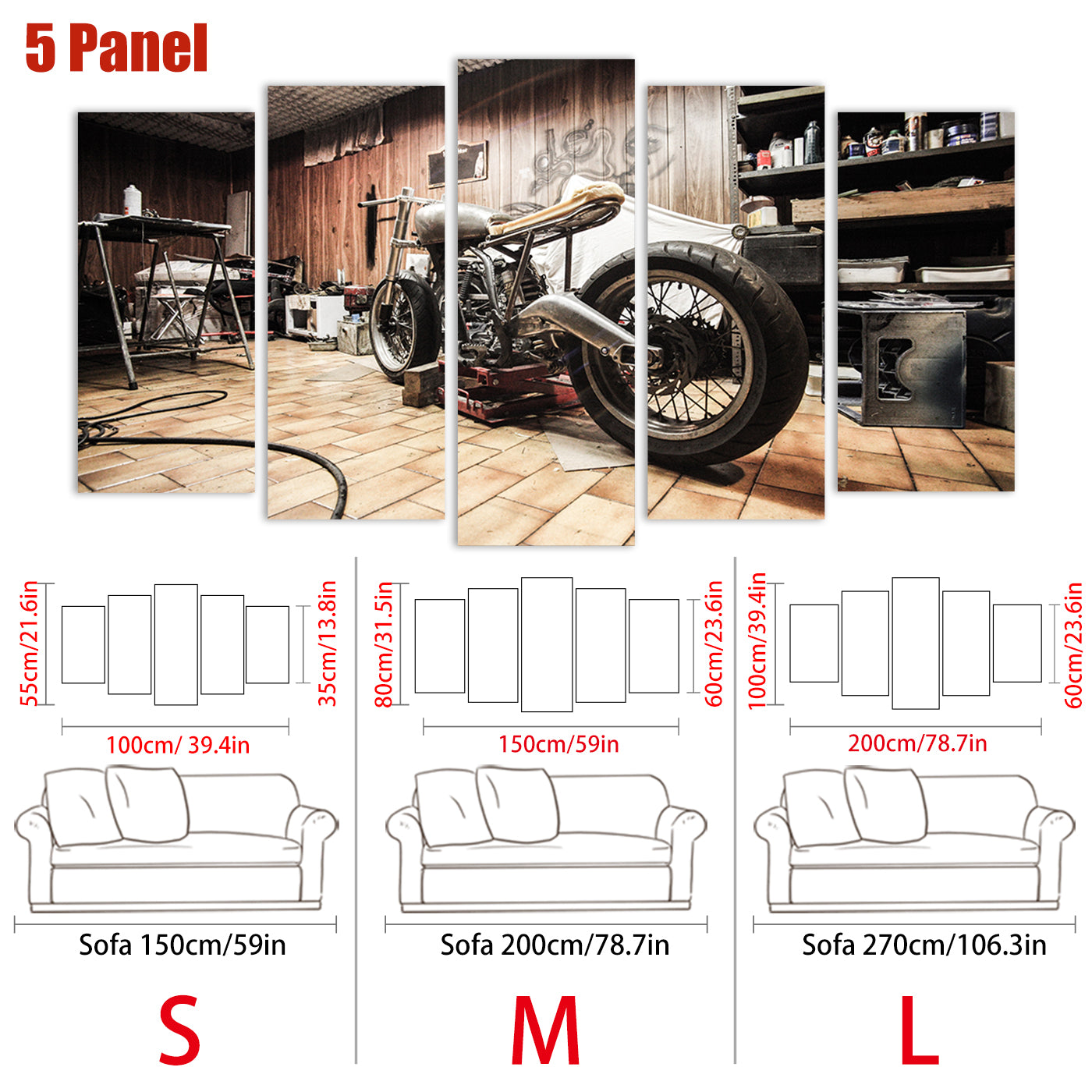 5pcs/set Vibrant Art Canvas Print Posters - Unframed Motorcycle Wall Art Paintings for Living Room, Bedroom, Bathroom, Office, Hallway Decor - High-Quality Artwork for Unique Wall Decors