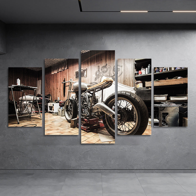 5pcs/set Vibrant Art Canvas Print Posters - Unframed Motorcycle Wall Art Paintings for Living Room, Bedroom, Bathroom, Office, Hallway Decor - High-Quality Artwork for Unique Wall Decors