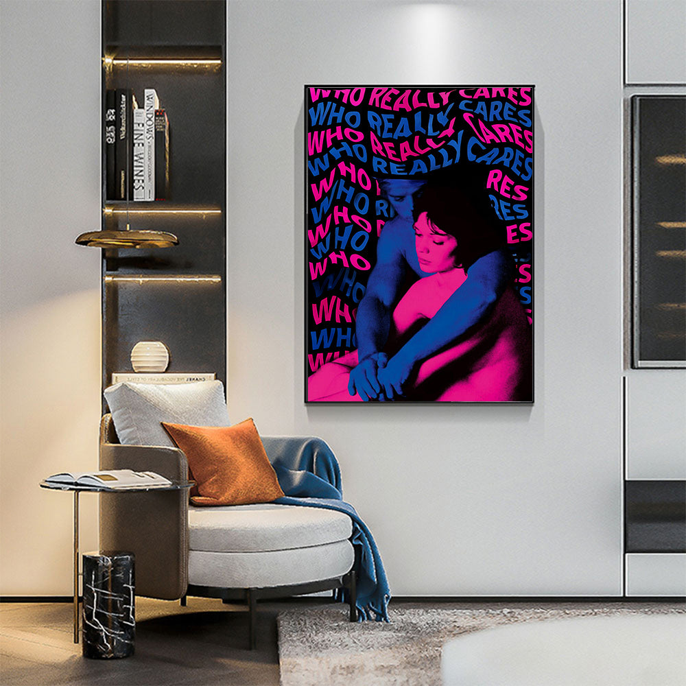 Canvas Music Album Print Poster - 1pc Who Really Cares Wall Art - Artwork Wall Painting For Bathroom Bedroom Office Living Room Wall Decor, Aesthetic Home Decoration, No Frame