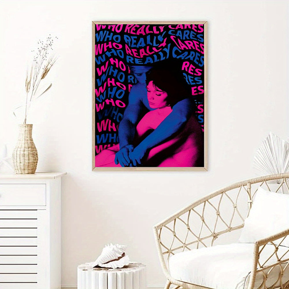 Canvas Music Album Print Poster - 1pc Who Really Cares Wall Art - Artwork Wall Painting For Bathroom Bedroom Office Living Room Wall Decor, Aesthetic Home Decoration, No Frame