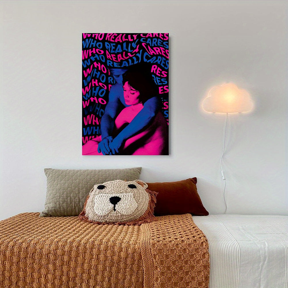 Canvas Music Album Print Poster - 1pc Who Really Cares Wall Art - Artwork Wall Painting For Bathroom Bedroom Office Living Room Wall Decor, Aesthetic Home Decoration, No Frame