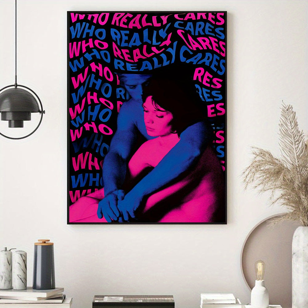 Canvas Music Album Print Poster - 1pc Who Really Cares Wall Art - Artwork Wall Painting For Bathroom Bedroom Office Living Room Wall Decor, Aesthetic Home Decoration, No Frame
