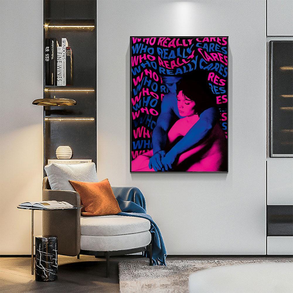 Canvas Music Album Print Poster - 1pc Who Really Cares Wall Art - Artwork Wall Painting For Bathroom Bedroom Office Living Room Wall Decor, Aesthetic Home Decoration, No Frame
