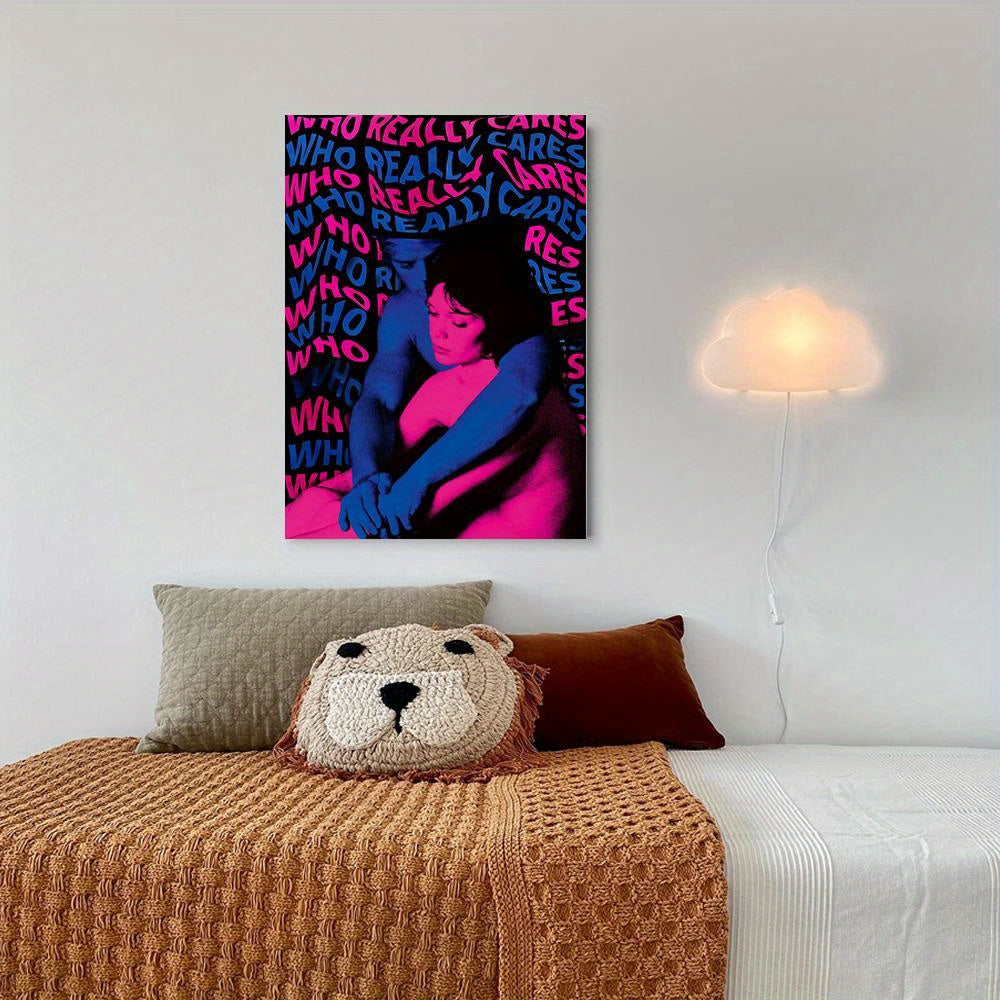 Canvas Music Album Print Poster - 1pc Who Really Cares Wall Art - Artwork Wall Painting For Bathroom Bedroom Office Living Room Wall Decor, Aesthetic Home Decoration, No Frame