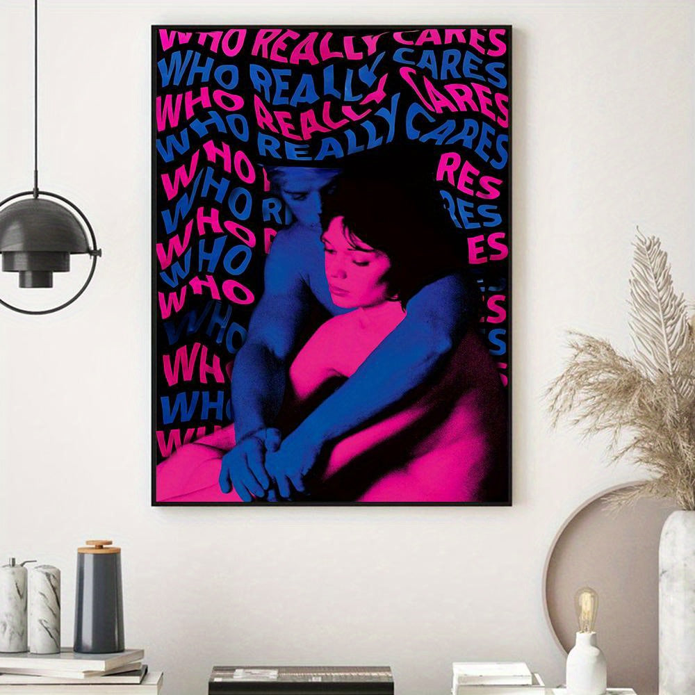 Canvas Music Album Print Poster - 1pc Who Really Cares Wall Art - Artwork Wall Painting For Bathroom Bedroom Office Living Room Wall Decor, Aesthetic Home Decoration, No Frame
