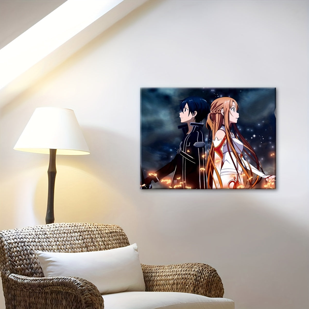 1pc Wooden Framed Canvas Poster, Nordic Style, Anime, Sword, Online Games, Canvas Posters, Wall Art Home Decoration, Wall Decor, For Living Room, Bedroom, Office, Restaurant, Bar Bathroom Decor, Waterproof, Painting, Artwork,