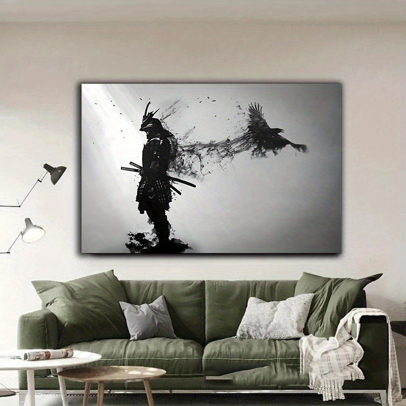 1pc Black And White Japanese Samurai Man Posters And Print, Wall Art Canvas Painting, Artwork For Living Room Cuadros Decor, No Frame