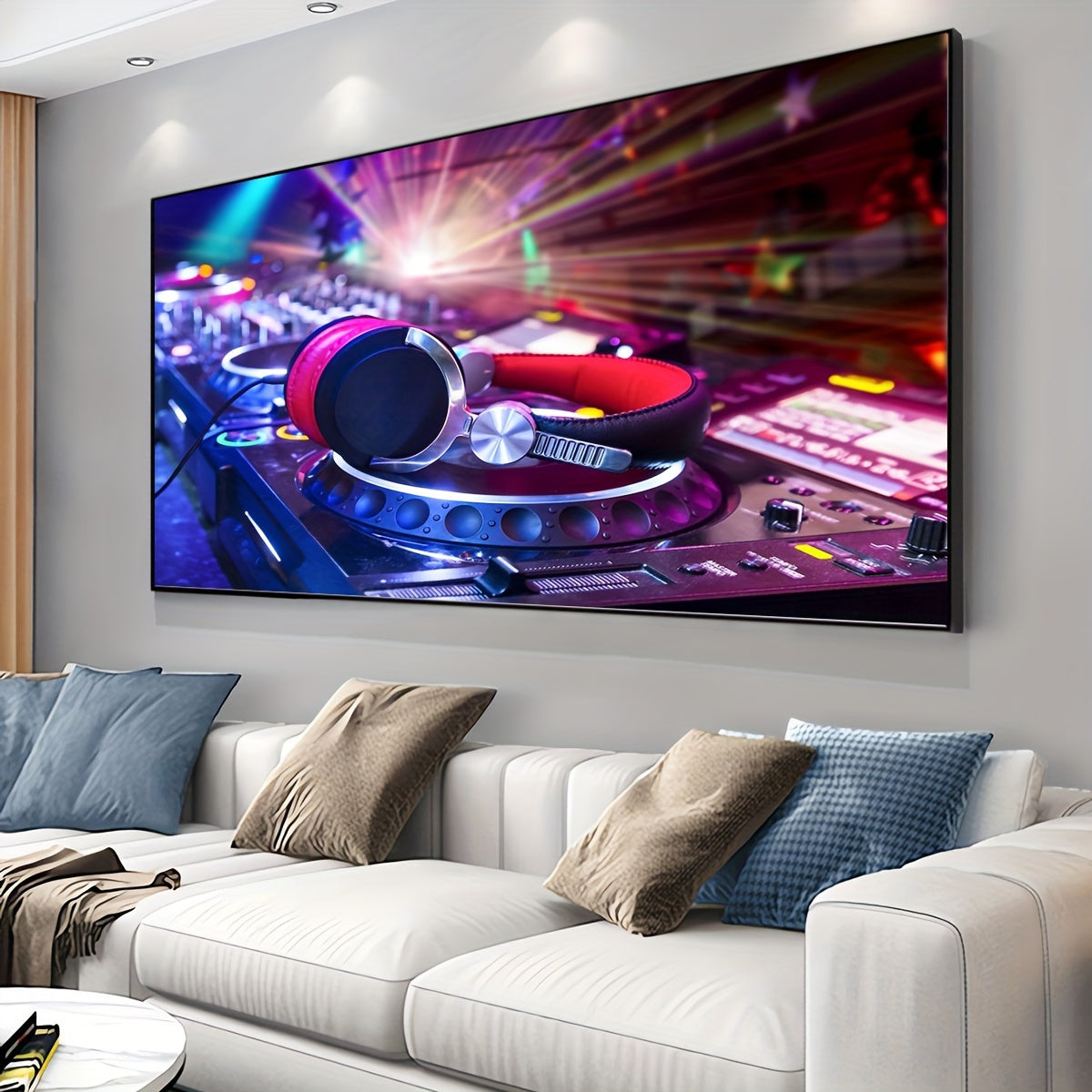 1pc Unframed Musical Theme Canvas Print Poster, DJ Mixer Painting, Canvas Wall Art, Artwork Wall Painting For Bar, Cafe, Gift, Bedroom, Office, Living Room, Wall Decor, Home And Dormitory Decor