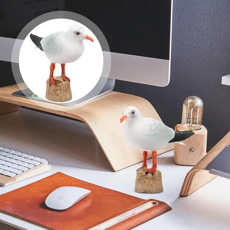 1pc Seagull Statue Red-billed Gull Model Nautical Seagull Figurine Miniature Home Decoration Plastic Seagull Figure For Car