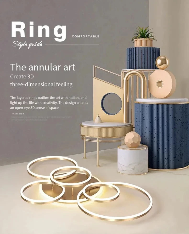 Modern LED Chandelier Lighting For Living Room Bedroom kitchen Study Ceiling Light Indoor Lamp Round Ring Lustre Home Decoration