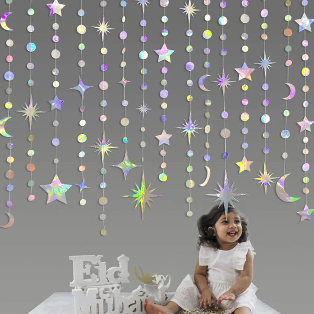 1 Pack Creative Star & Flower Hanging Decoration for Birthday Party Romantic Wedding Room Decor Sparkling Home Accents