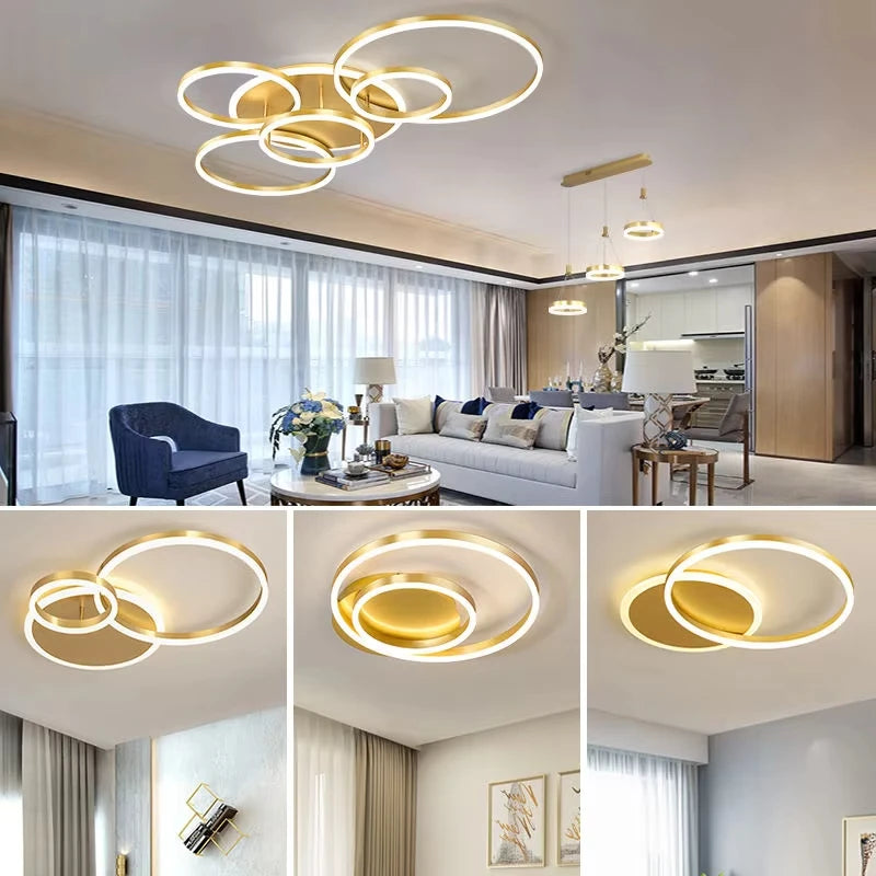 Modern LED Chandelier Lighting For Living Room Bedroom kitchen Study Ceiling Light Indoor Lamp Round Ring Lustre Home Decoration