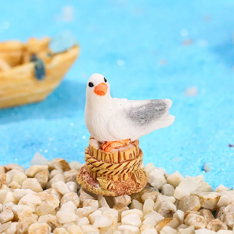 10Pcs Seagull Figurine Ocean Bird Statue Animal Garden Statues Seagull Sculpture Outdoor Decorations Bird Decoration Home Office
