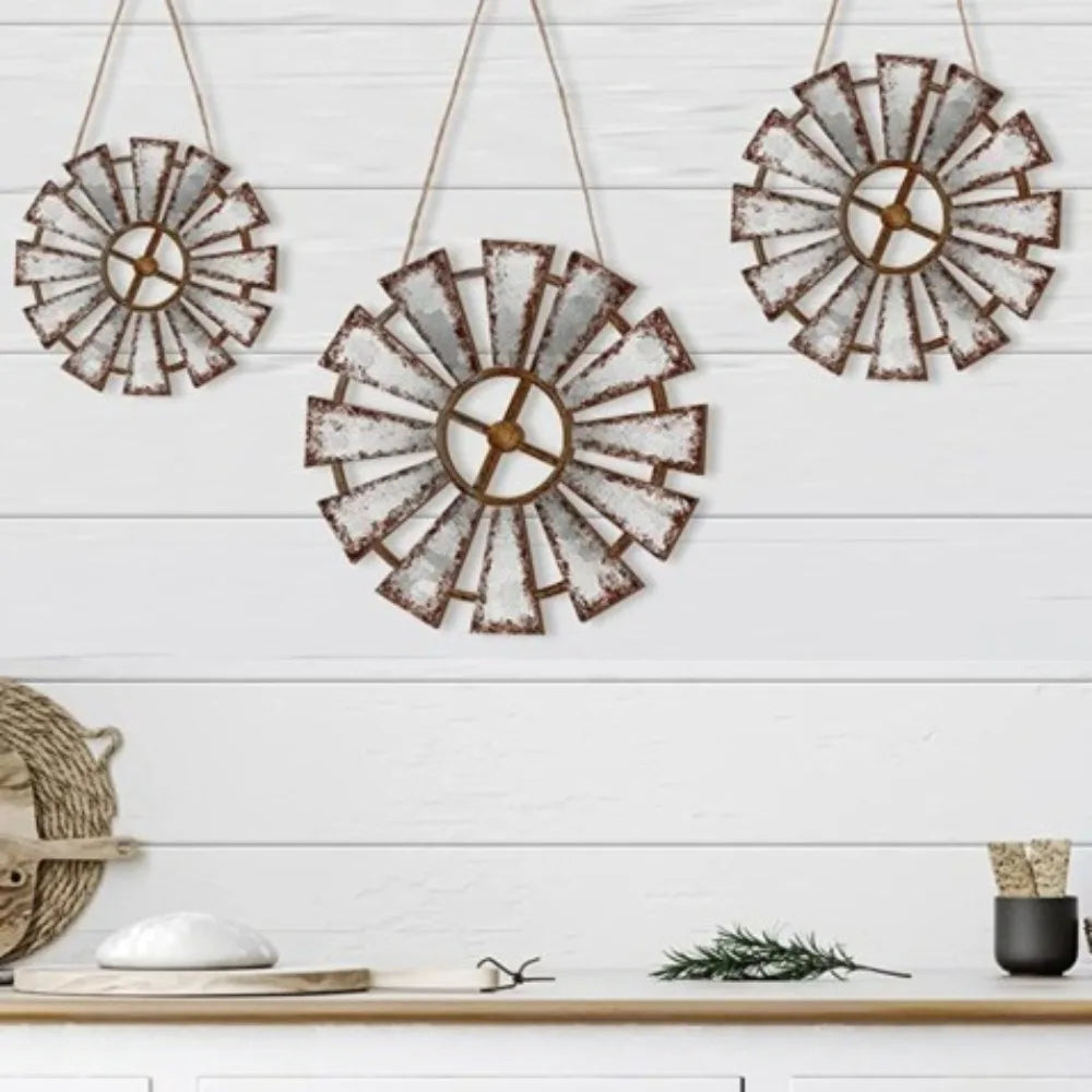 Vintage Wood Windmill Wall Decor Rustic Style Country Theme Windmill Home Decor Unique Hanging Rustic Wall Art Farmhouse Porch