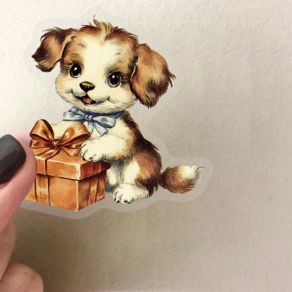 50pcs Retro American Puppy Transparent Stickers Dog Animals Decals for Party Decor Home Accents Luggage Scooters & More