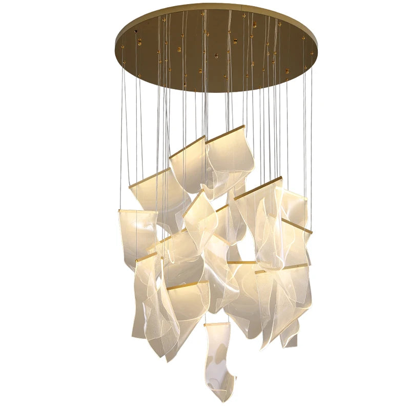 Light Guide LED Modern Chandelier Living Room Decor Lighting Duplex Rotating Stairs Pendant Lamp Dining Room Hanging Lights