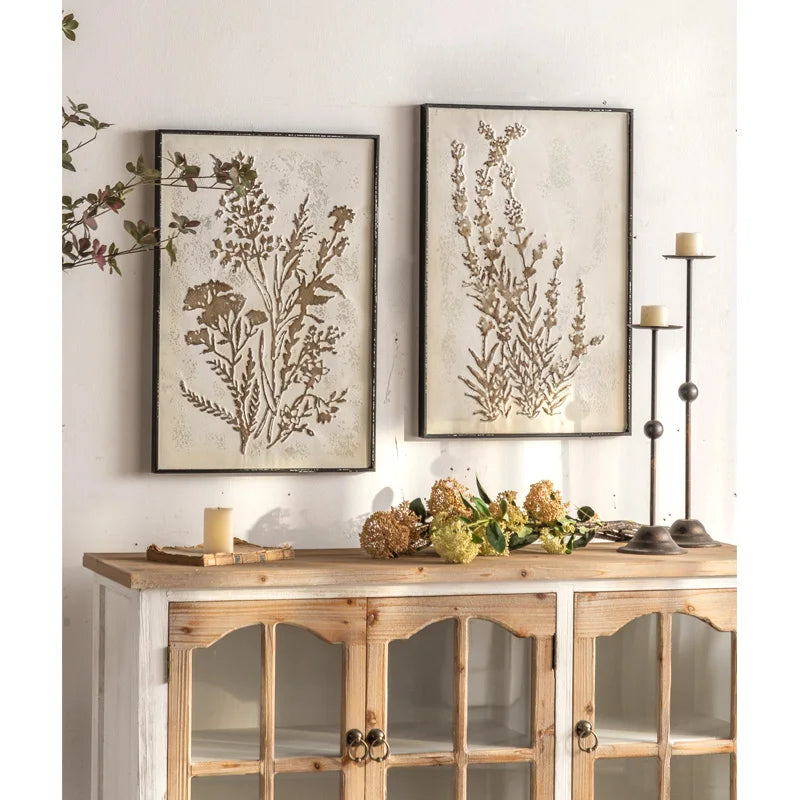 Home Accent Vintage Decoration Hang Panel Eco-friendly Handmade Living Room 3D Embossed Wall Art Metal Wood Wall Decor