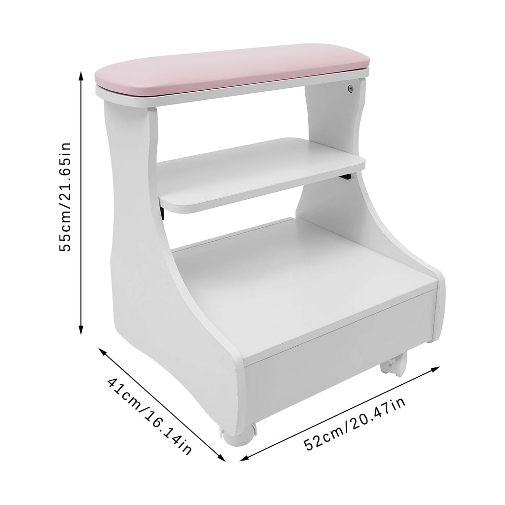 Pedicure Stool Foot Rest Pedicure Manicure Funiture Beauty Salon Nail Trolley Cart Footbath Stool with Wheels