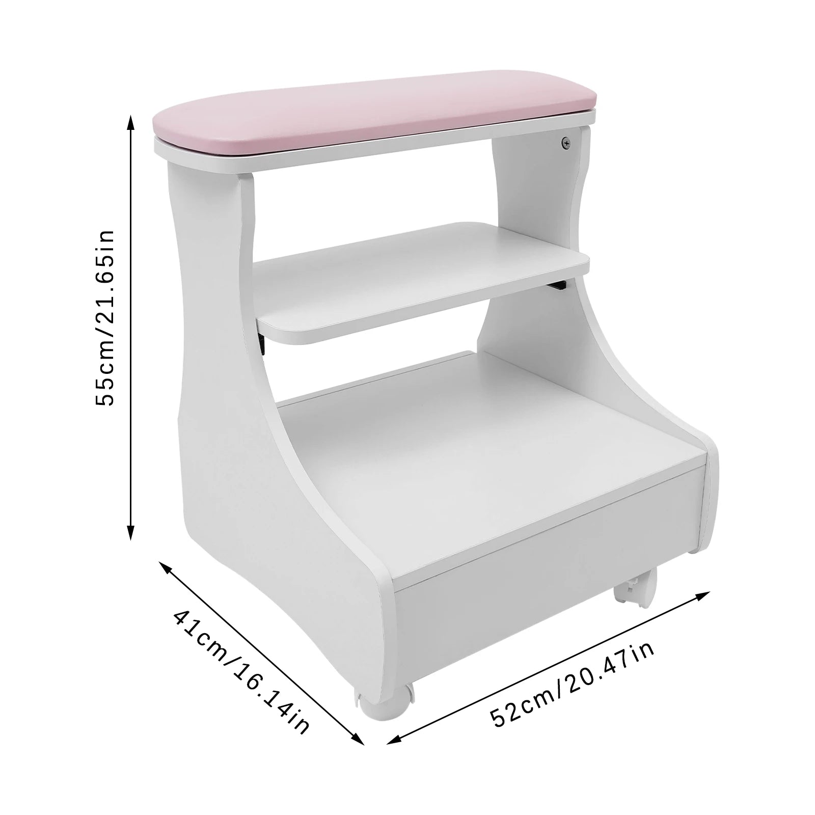 Pedicure Stool Foot Rest Pedicure Manicure Funiture Beauty Salon Nail Trolley Cart Footbath Stool with Wheels