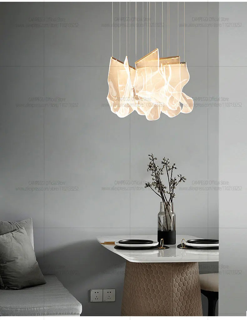 Light Guide LED Modern Chandelier Living Room Decor Lighting Duplex Rotating Stairs Pendant Lamp Dining Room Hanging Lights