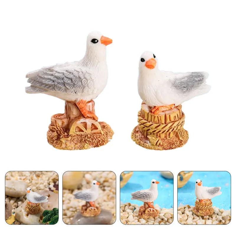 10Pcs Seagull Figurine Ocean Bird Statue Animal Garden Statues Seagull Sculpture Outdoor Decorations Bird Decoration Home Office