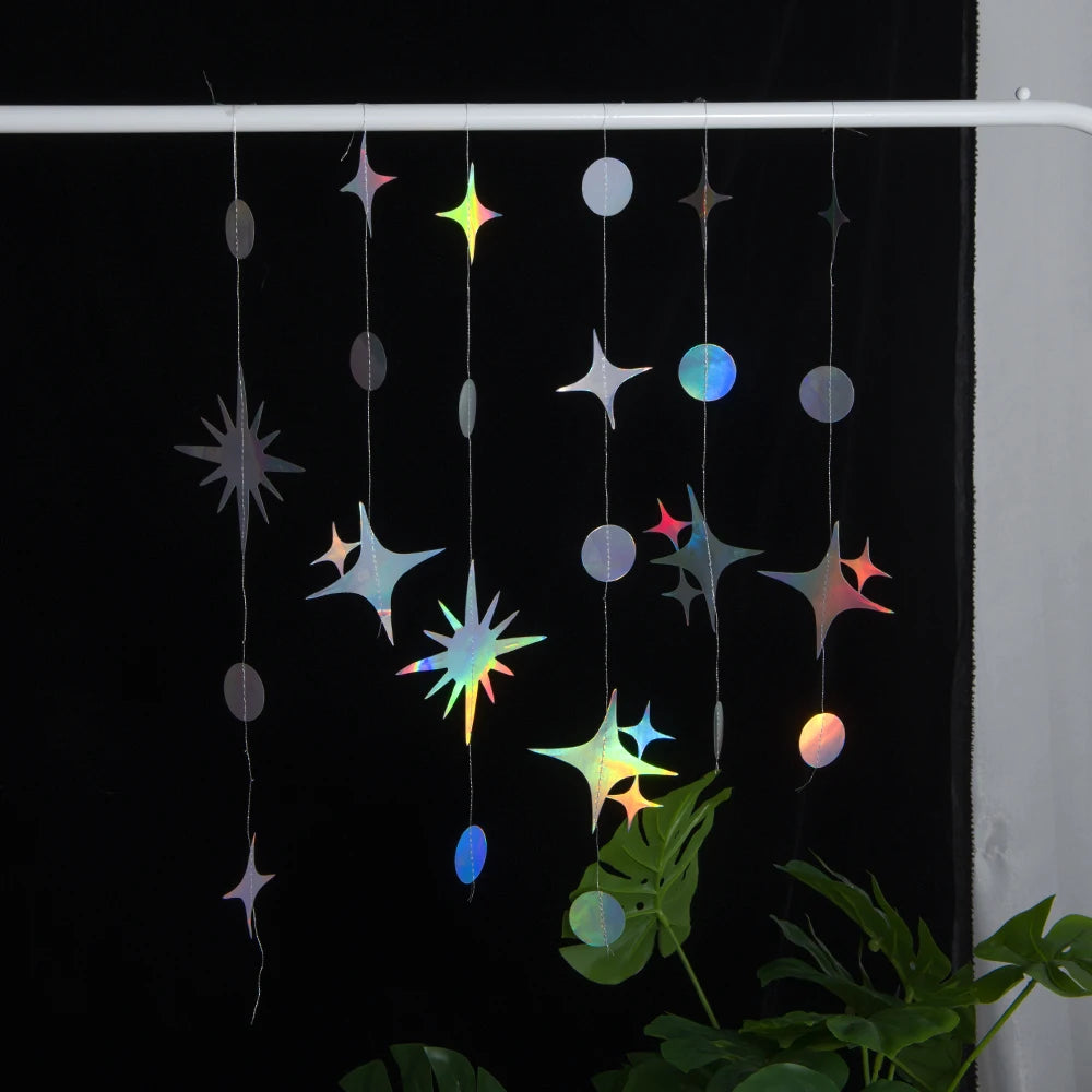 1 Pack Creative Star & Flower Hanging Decoration for Birthday Party Romantic Wedding Room Decor Sparkling Home Accents
