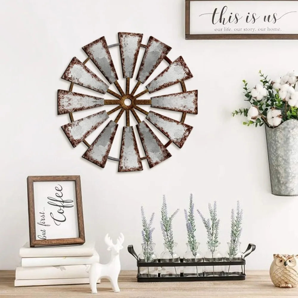 Vintage Wood Windmill Wall Decor Country Theme Unique Windmill Home Decor Hanging Rustic Style Rustic Wall Art Farmhouse Porch