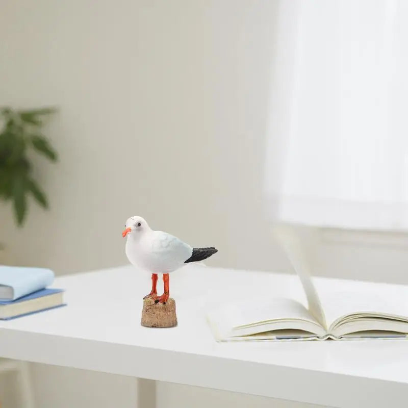 1pc Seagull Statue Red-billed Gull Model Nautical Seagull Figurine Miniature Home Decoration Plastic Seagull Figure For Car