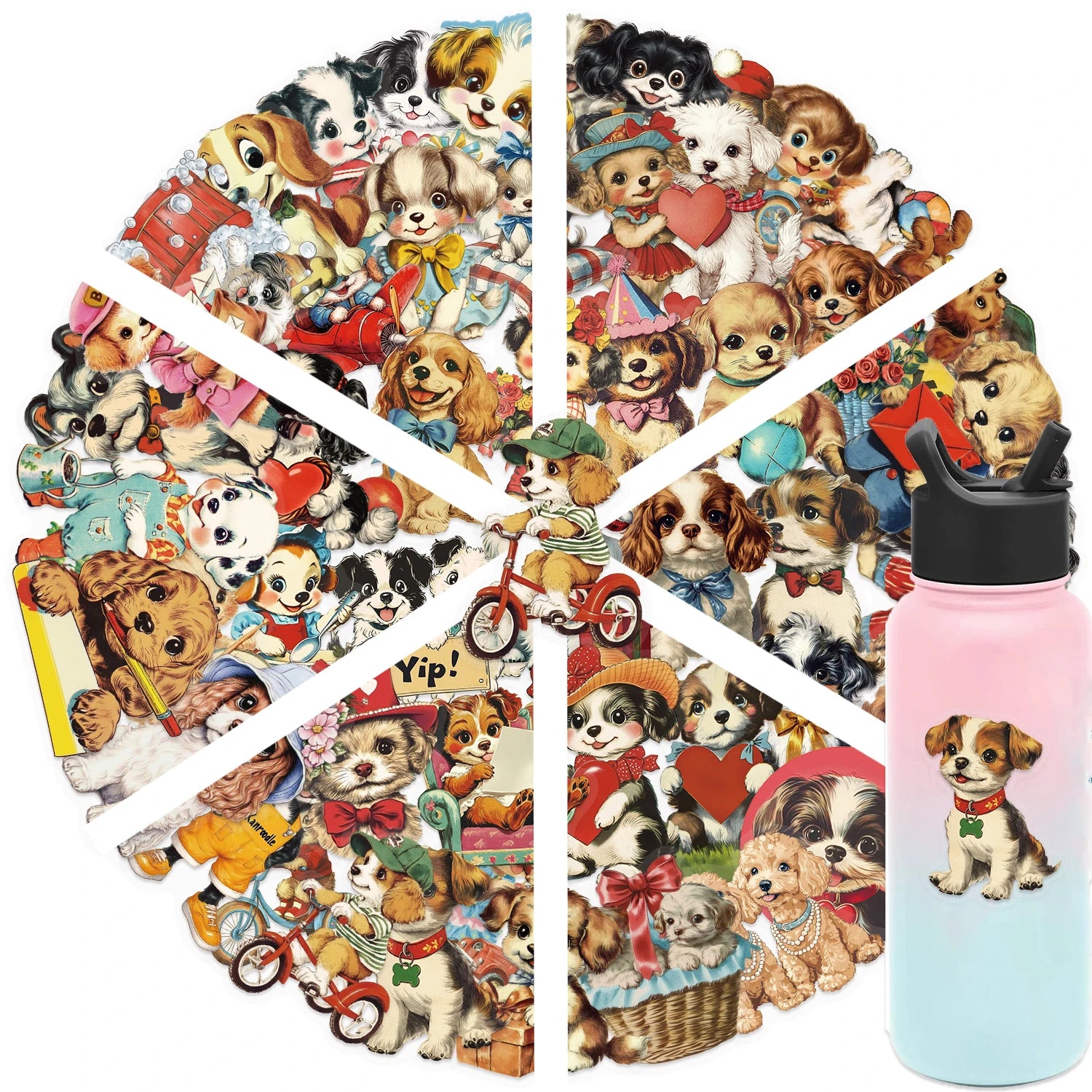 50pcs Retro American Puppy Transparent Stickers Dog Animals Decals for Party Decor Home Accents Luggage Scooters & More