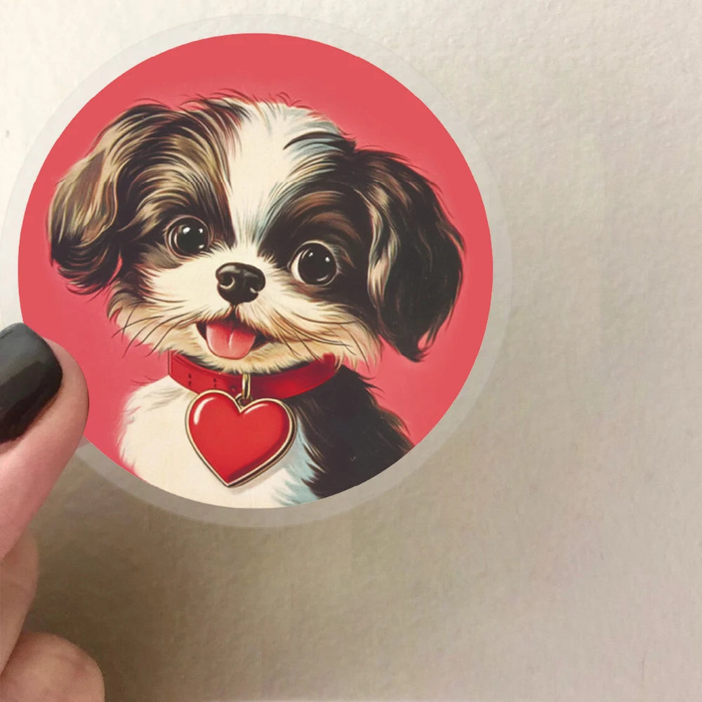 50pcs Retro American Puppy Transparent Stickers Dog Animals Decals for Party Decor Home Accents Luggage Scooters & More