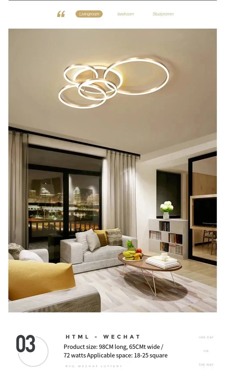 Modern LED Chandelier Lighting For Living Room Bedroom kitchen Study Ceiling Light Indoor Lamp Round Ring Lustre Home Decoration