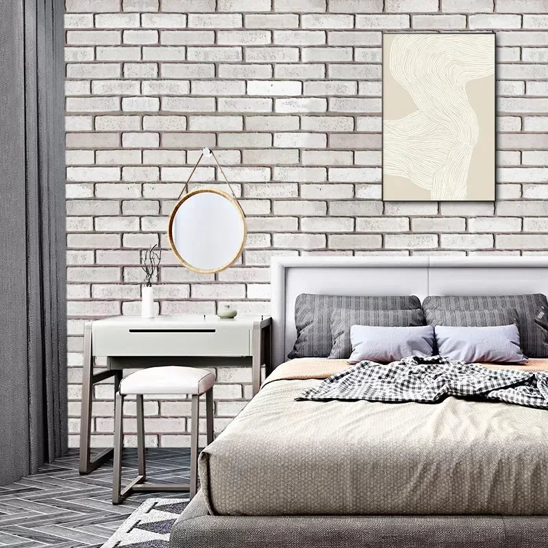 Room Decoration3D Retro Brick Wall Panels, Waterproof Self-Adhesive Wallpaper For Commercial Home Decor - Peel & Stick Textured