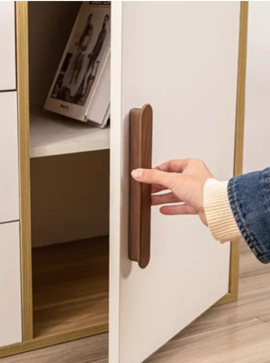Nordic Wood Furniture Handles OAK  Walnut Knob Wooden T Bar Wardrobe Pulls Luxury Decoration Wooden Funiture Hardware