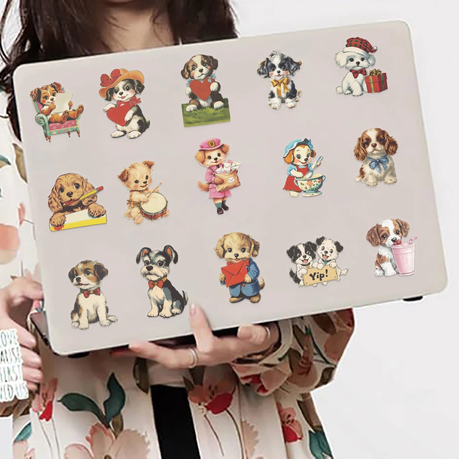 50pcs Retro American Puppy Transparent Stickers Dog Animals Decals for Party Decor Home Accents Luggage Scooters & More