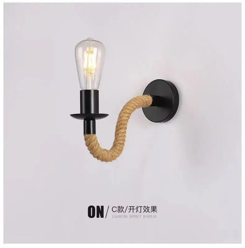 Wall Decor  Lamp for Bedroom American Twine Retro Industrial Style Creative Village Restaurant Bar Aisle Wall Light
